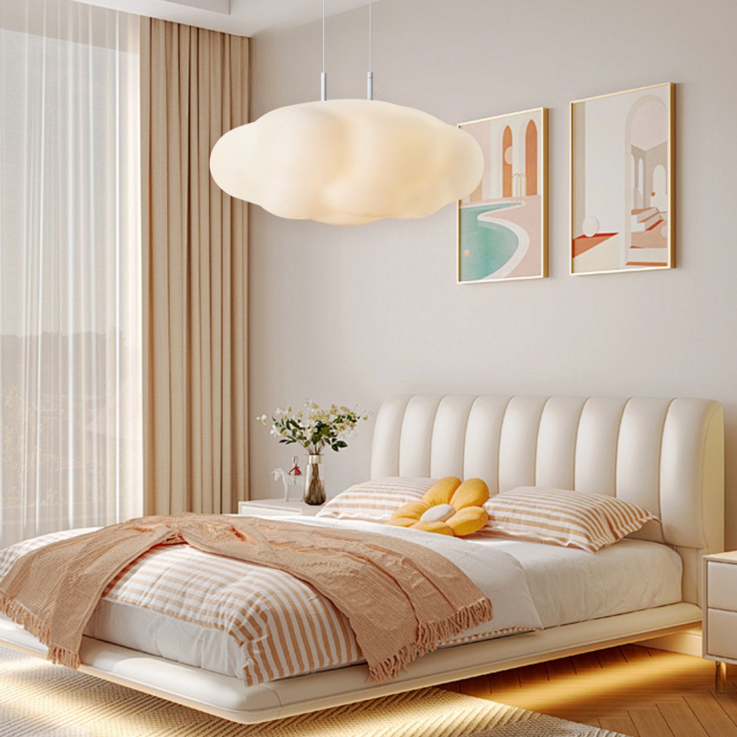 (N) ARTURESTHOME Pendant Light Fixture Modern Art Deco Cloud Lighting Chandelier White for Kitchen