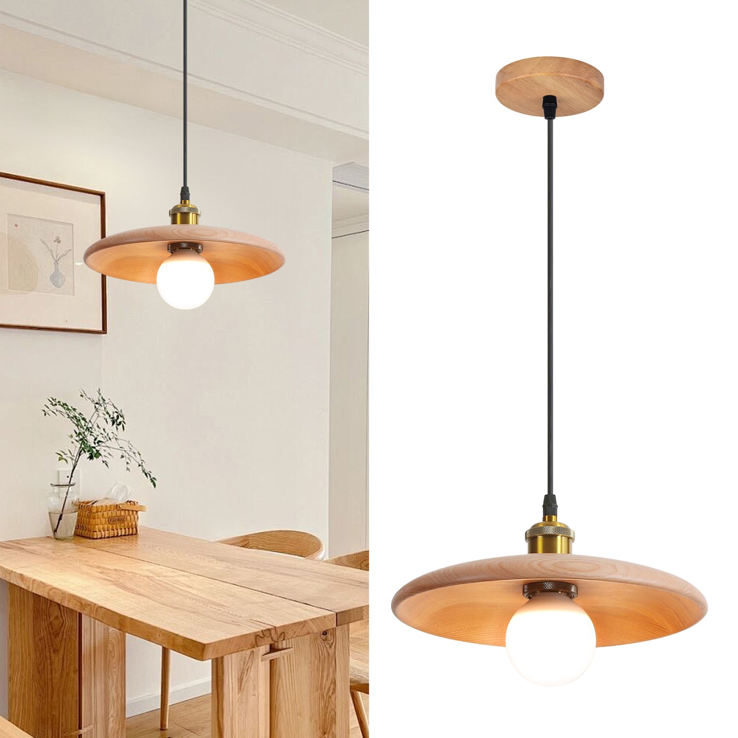 (N) ARTURESTHOME Nordic Antique Solid Wood Chandelier Bar Decoration LED Lighting