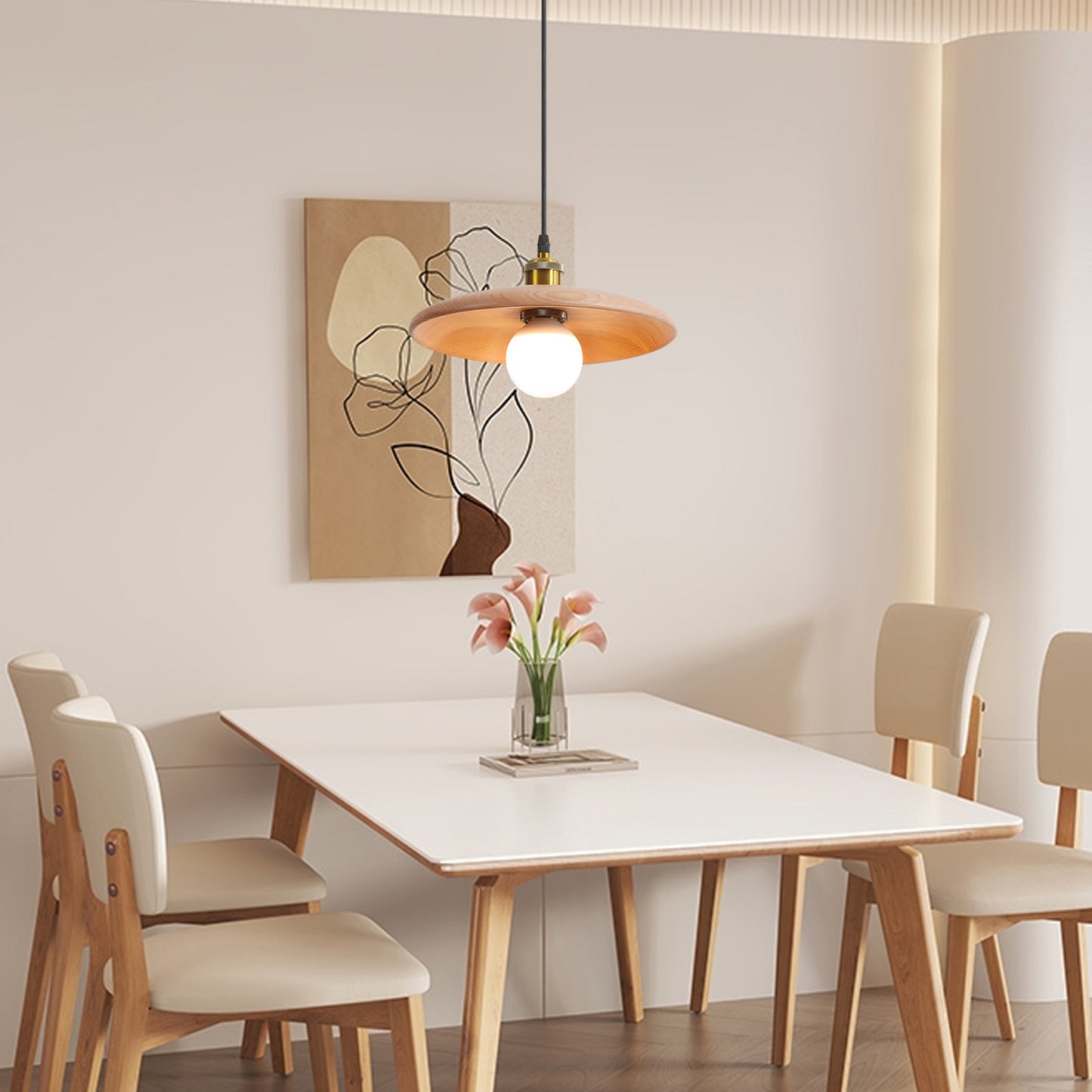 (N) ARTURESTHOME Nordic Antique Solid Wood Chandelier Bar Decoration LED Lighting
