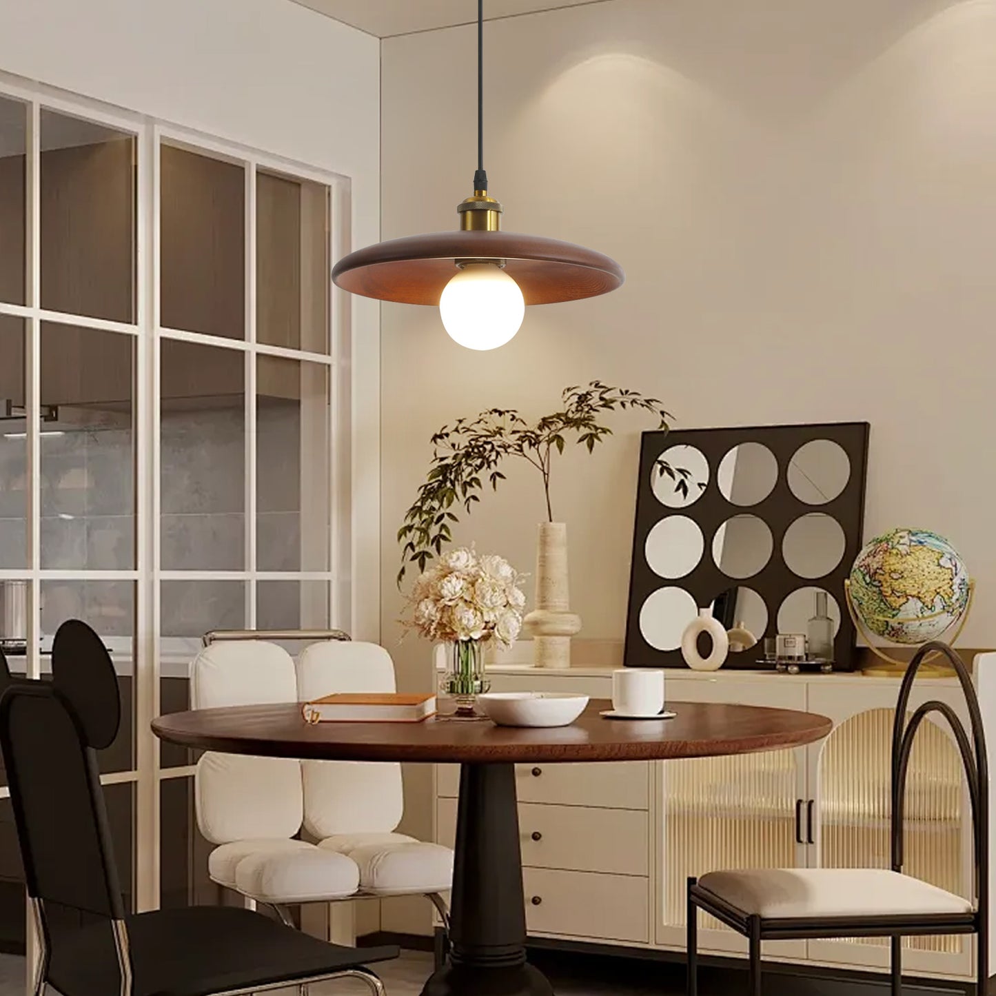 (N) ARTURESTHOME Modern Retro Simple Wabi-sabi Style Solid Wood Art Light Luxury Chandelier