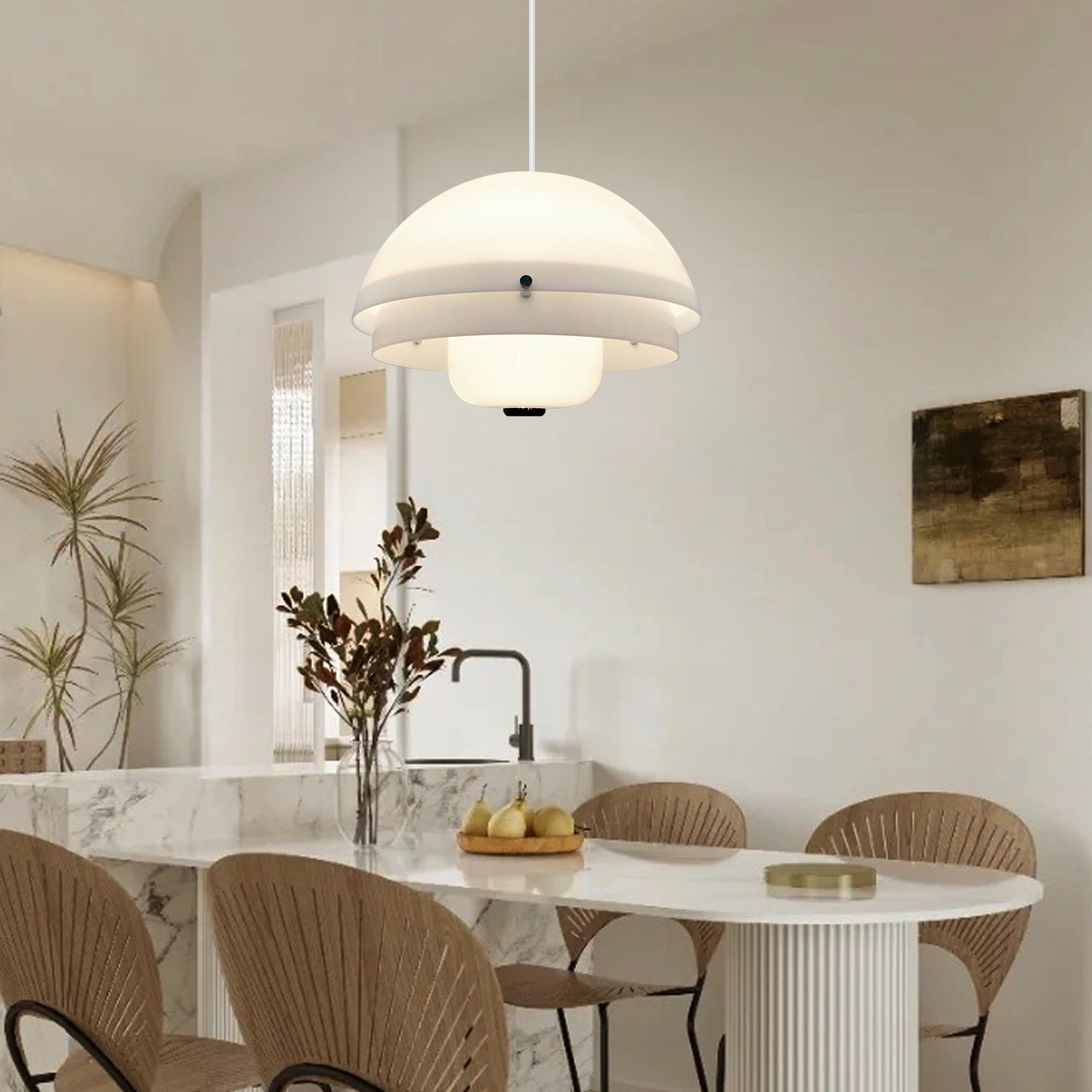 (N) ARTURESTHOME Modern Minimalist Bauhaus Dining Room Lighting Indoor Half Oval Chandelier