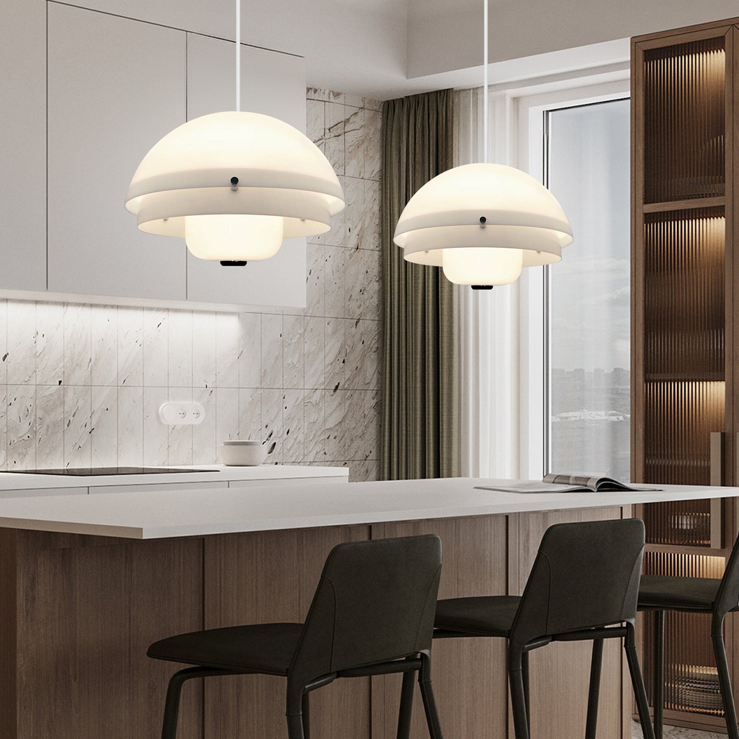 (N) ARTURESTHOME Modern Minimalist Bauhaus Dining Room Lighting Indoor Half Oval Chandelier