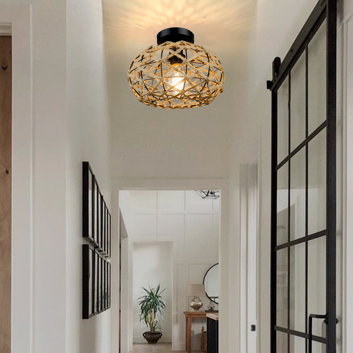 Vintage Bohemian Rustic Hemp Rope Chandelier