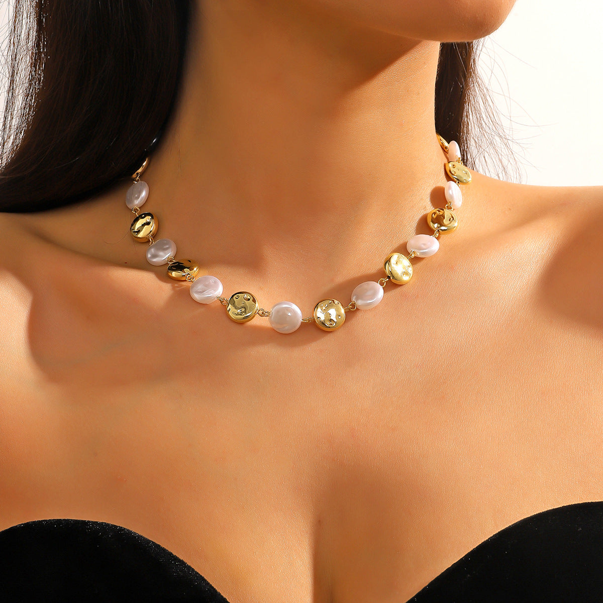 (Y)Love necklace imitation pearl bead necklace