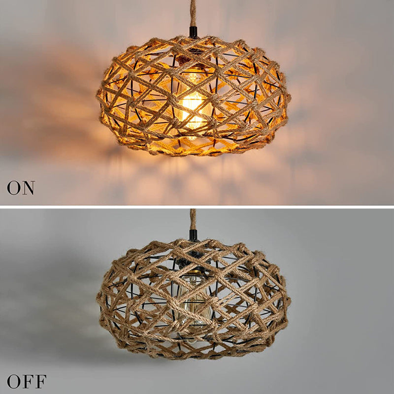 Vintage Bohemian Rustic Hemp Rope Chandelier