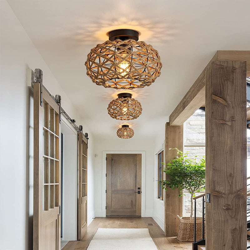 Vintage Bohemian Rustic Hemp Rope Chandelier