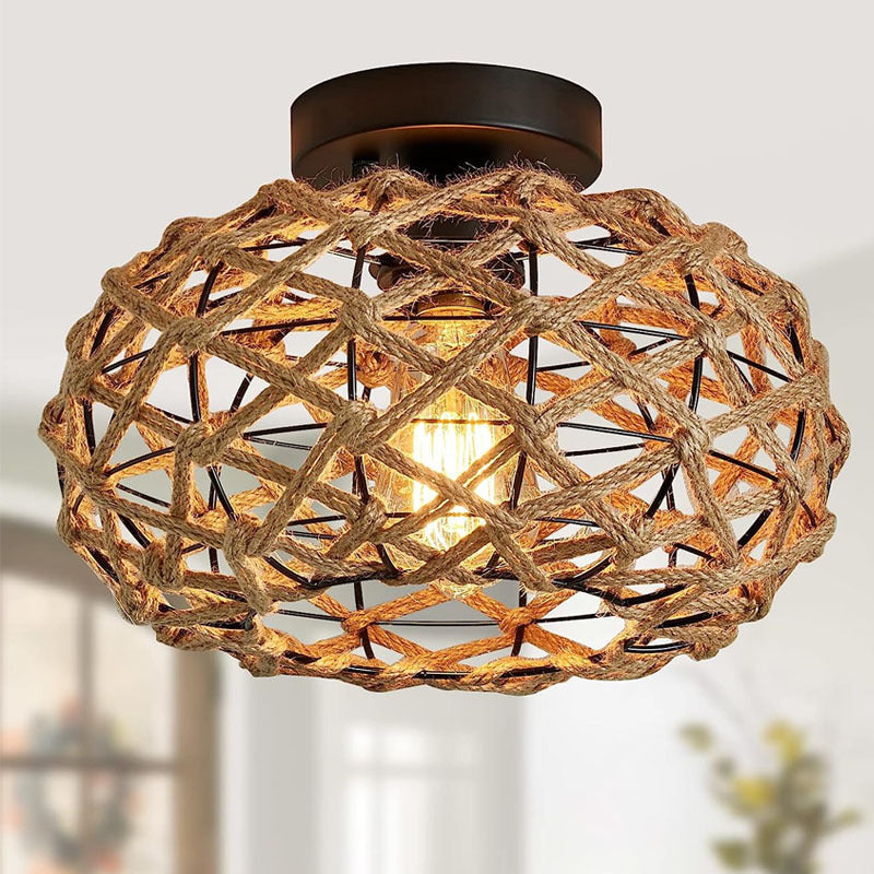 Vintage Bohemian Rustic Hemp Rope Chandelier