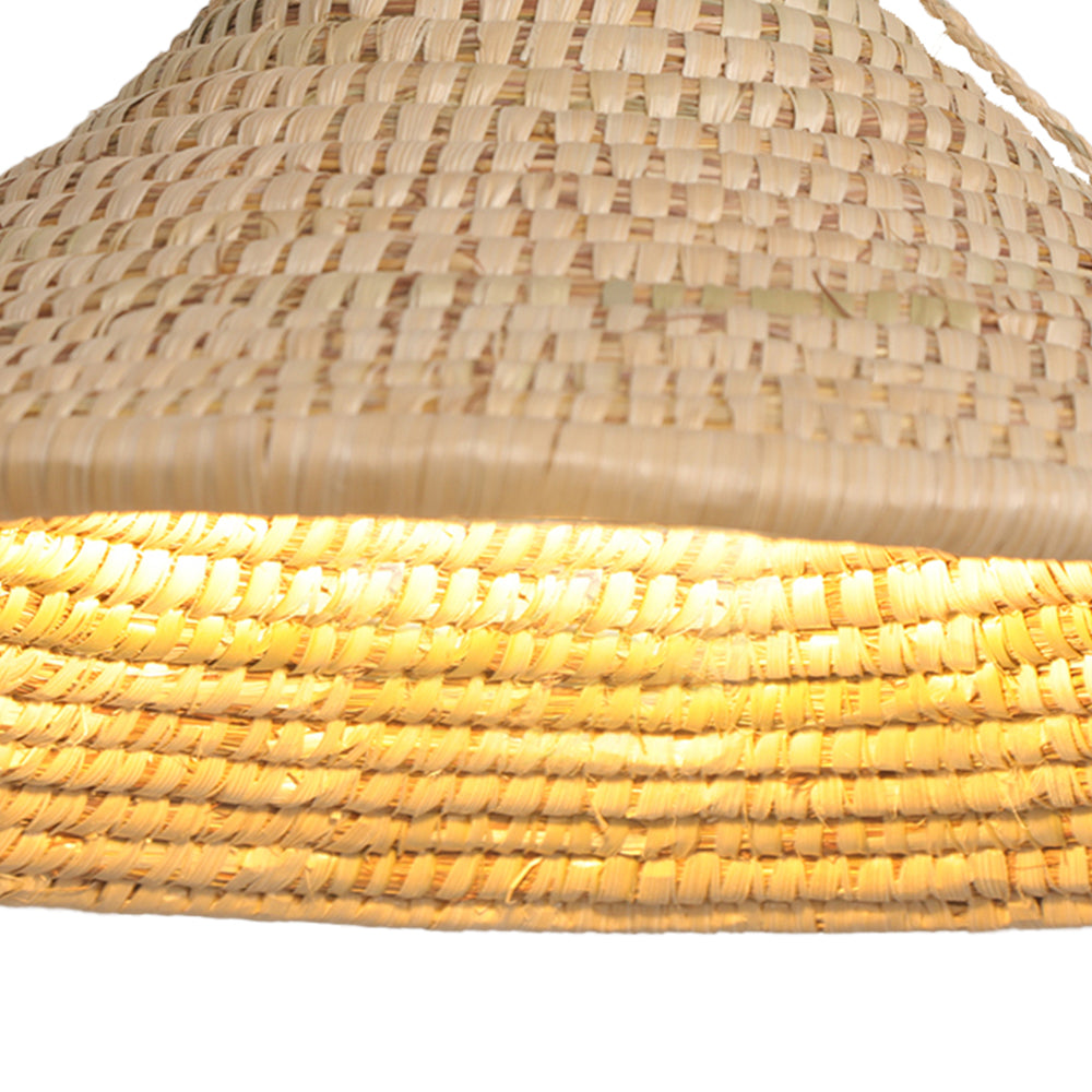 (Q) Hand Woven Rattan Pendant Light, Bohemian Rain Umbrella Lampshade Rattan Woven Pendant Light, Suitable for Living Room, Dining Room, Bedroom