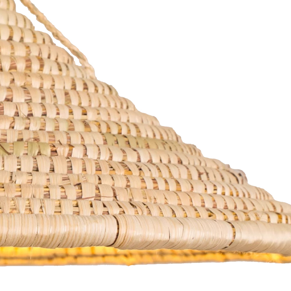 (Q) Hand Woven Rattan Pendant Light, Bohemian Rain Umbrella Lampshade Rattan Woven Pendant Light, Suitable for Living Room, Dining Room, Bedroom