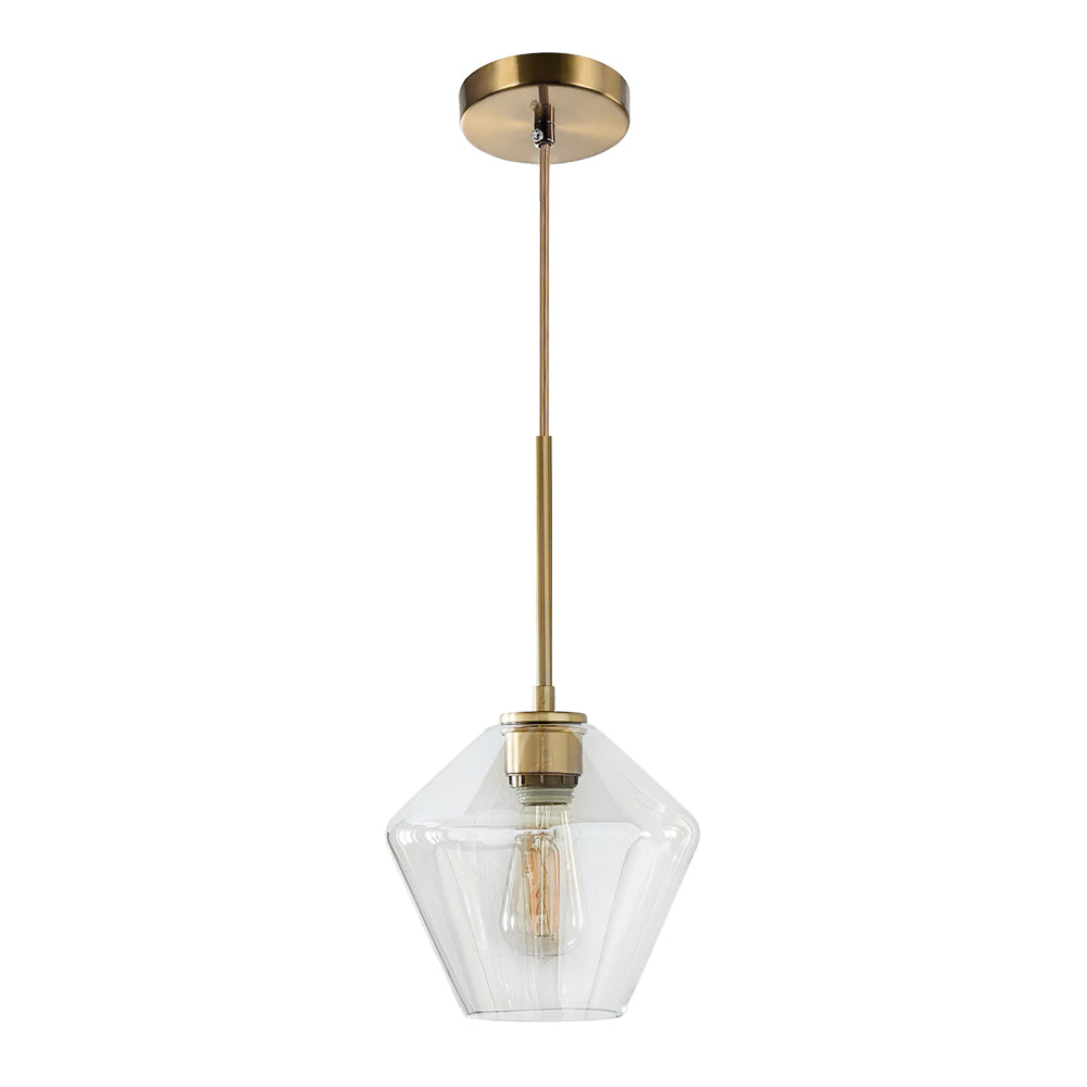 (Q) Modern Industrial Style Geometric Lampshade Glass Pendant Light, Suitable For Living Room, Dining Room, Bedroom