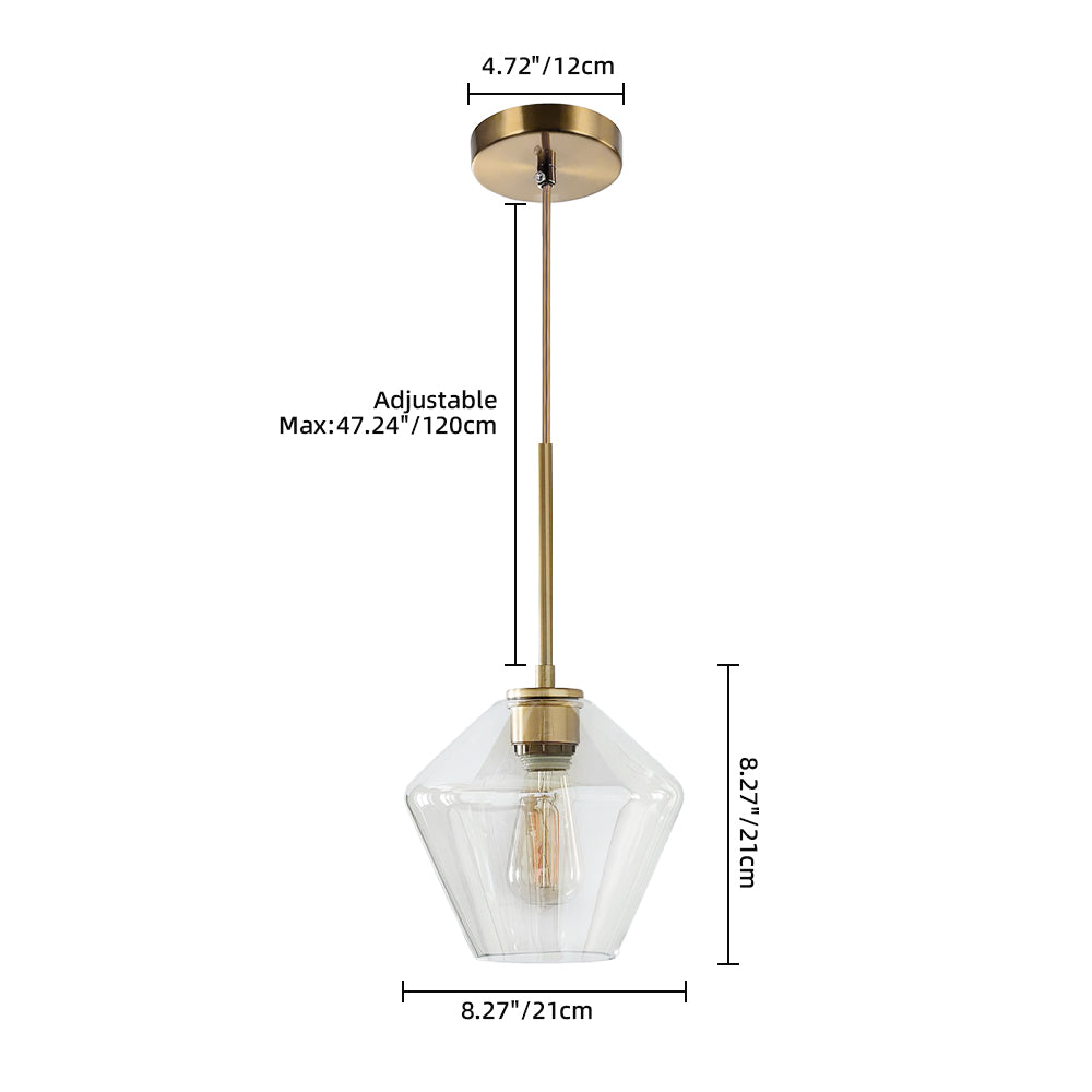 (Q) Modern Industrial Style Geometric Lampshade Glass Pendant Light, Suitable For Living Room, Dining Room, Bedroom