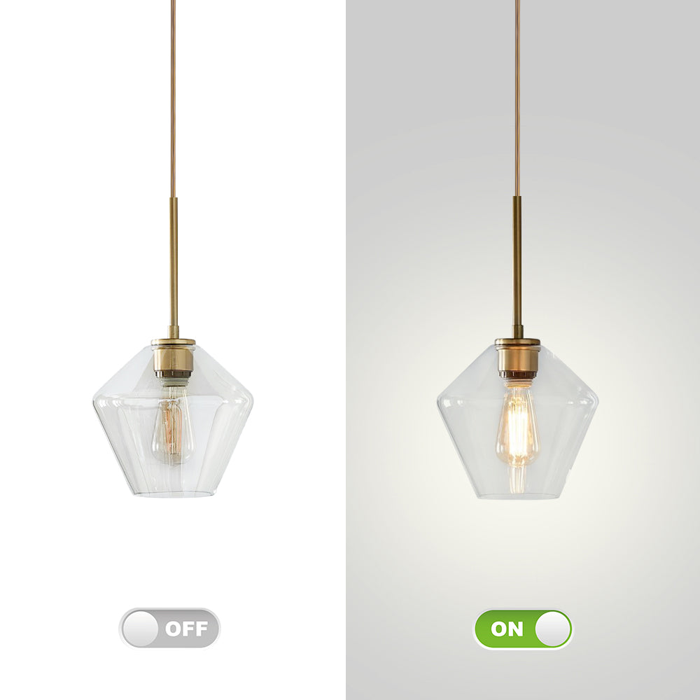 (Q) Modern Industrial Style Geometric Lampshade Glass Pendant Light, Suitable For Living Room, Dining Room, Bedroom