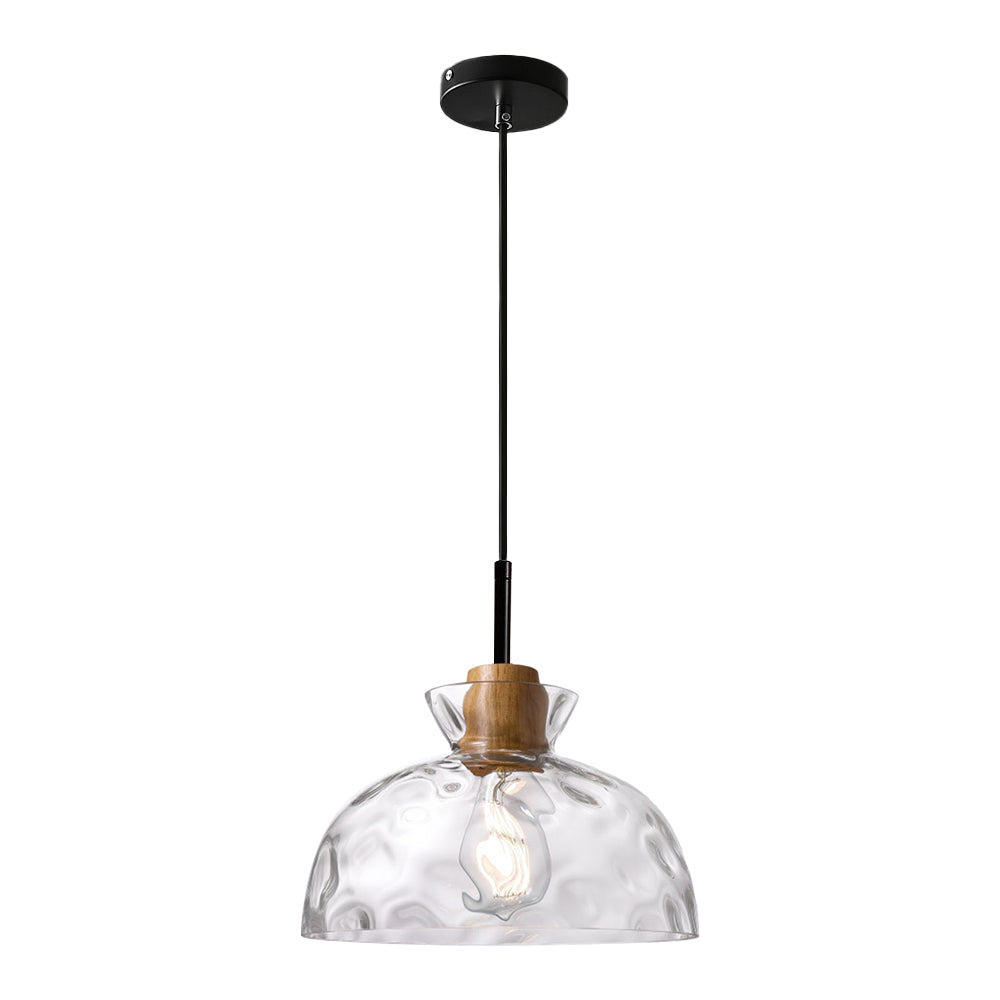 (Q) 10.6-Inch Glass Pendant Light, Retro Industrial Style Hemispherical Glass Pendant Light, Suitable For Living Room, Dining Room, Bedroom.