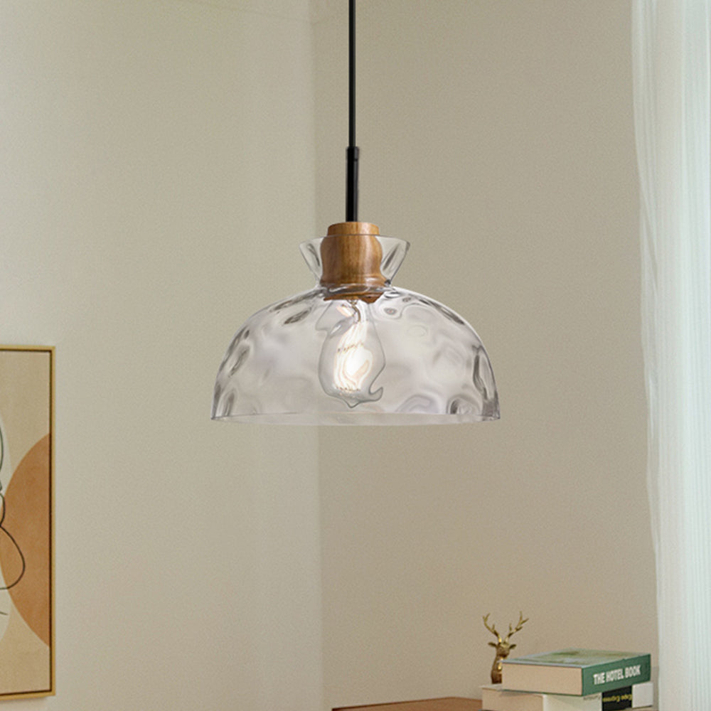 (Q) 10.6-Inch Glass Pendant Light, Retro Industrial Style Hemispherical Glass Pendant Light, Suitable For Living Room, Dining Room, Bedroom.