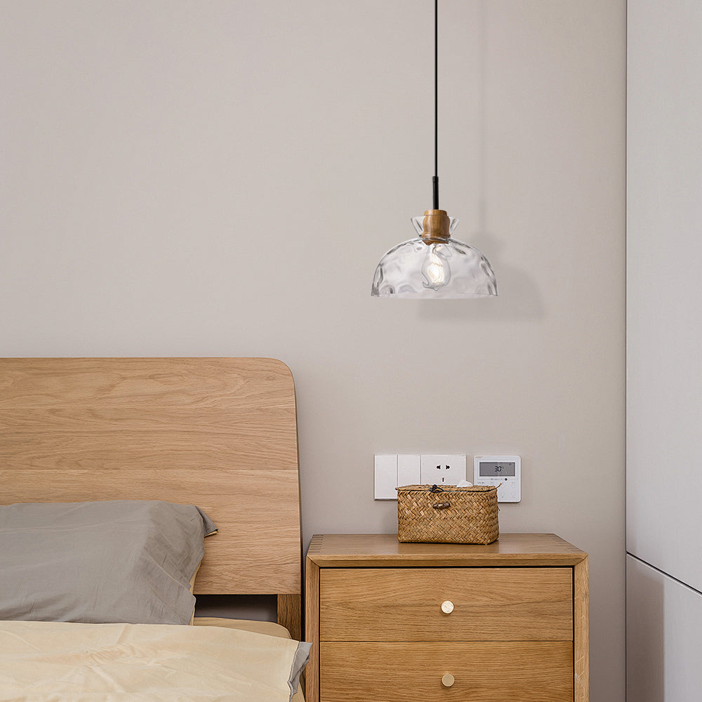 (Q) 10.6-Inch Glass Pendant Light, Retro Industrial Style Hemispherical Glass Pendant Light, Suitable For Living Room, Dining Room, Bedroom.