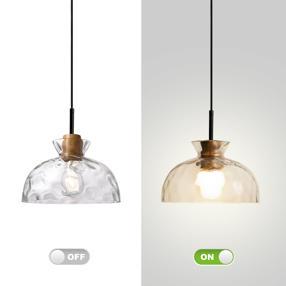 (Q) 10.6-Inch Glass Pendant Light, Retro Industrial Style Hemispherical Glass Pendant Light, Suitable For Living Room, Dining Room, Bedroom.