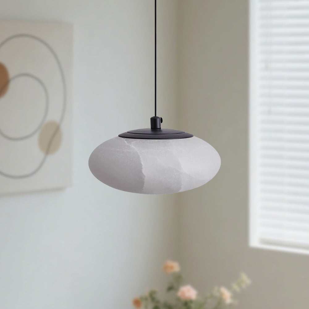 (Q) 7.87 Inch Copper Pendant Light, Modern Minimalist Style Circular Lampshade Copper Pendant Light, Suitable For Living Room And Dining Room
