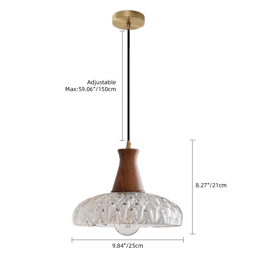 (Q) 9.84 Inch Glass Pendant Light, Retro Style Bell Shaped Lampshade Glass Pendant Light, Suitable for Living Room, Dining Room, Bedroom