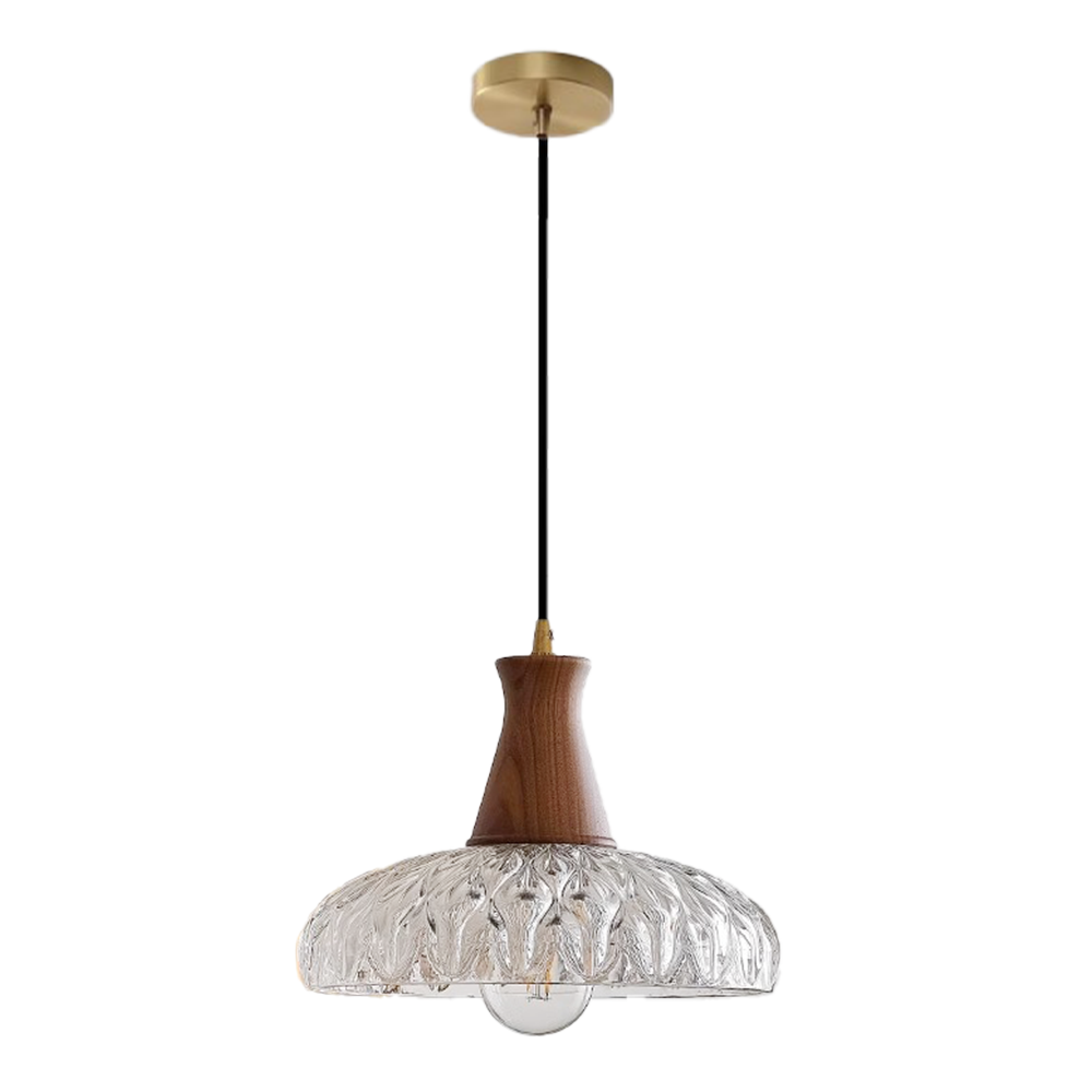 (Q) 9.84 Inch Glass Pendant Light, Retro Style Bell Shaped Lampshade Glass Pendant Light, Suitable for Living Room, Dining Room, Bedroom