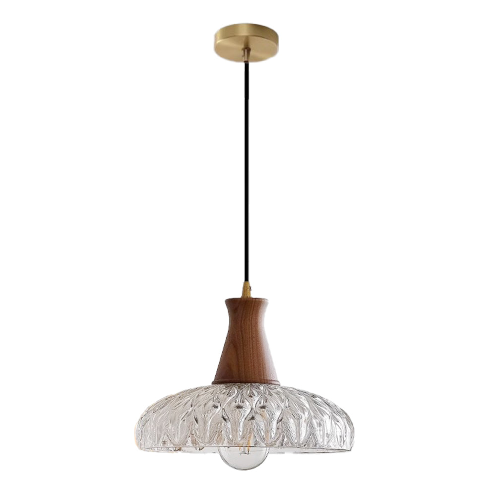 (Q) 9.84 Inch Glass Pendant Light, Retro Style Bell Shaped Lampshade Glass Pendant Light, Suitable for Living Room, Dining Room, Bedroom