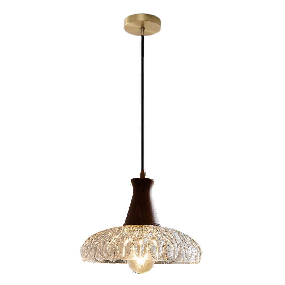 (Q) 9.84 Inch Glass Pendant Light, Retro Style Bell Shaped Lampshade Glass Pendant Light, Suitable for Living Room, Dining Room, Bedroom
