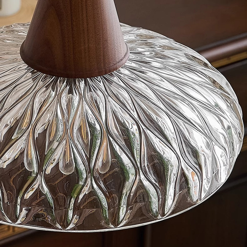 (Q) 9.84 Inch Glass Pendant Light, Retro Style Bell Shaped Lampshade Glass Pendant Light, Suitable for Living Room, Dining Room, Bedroom