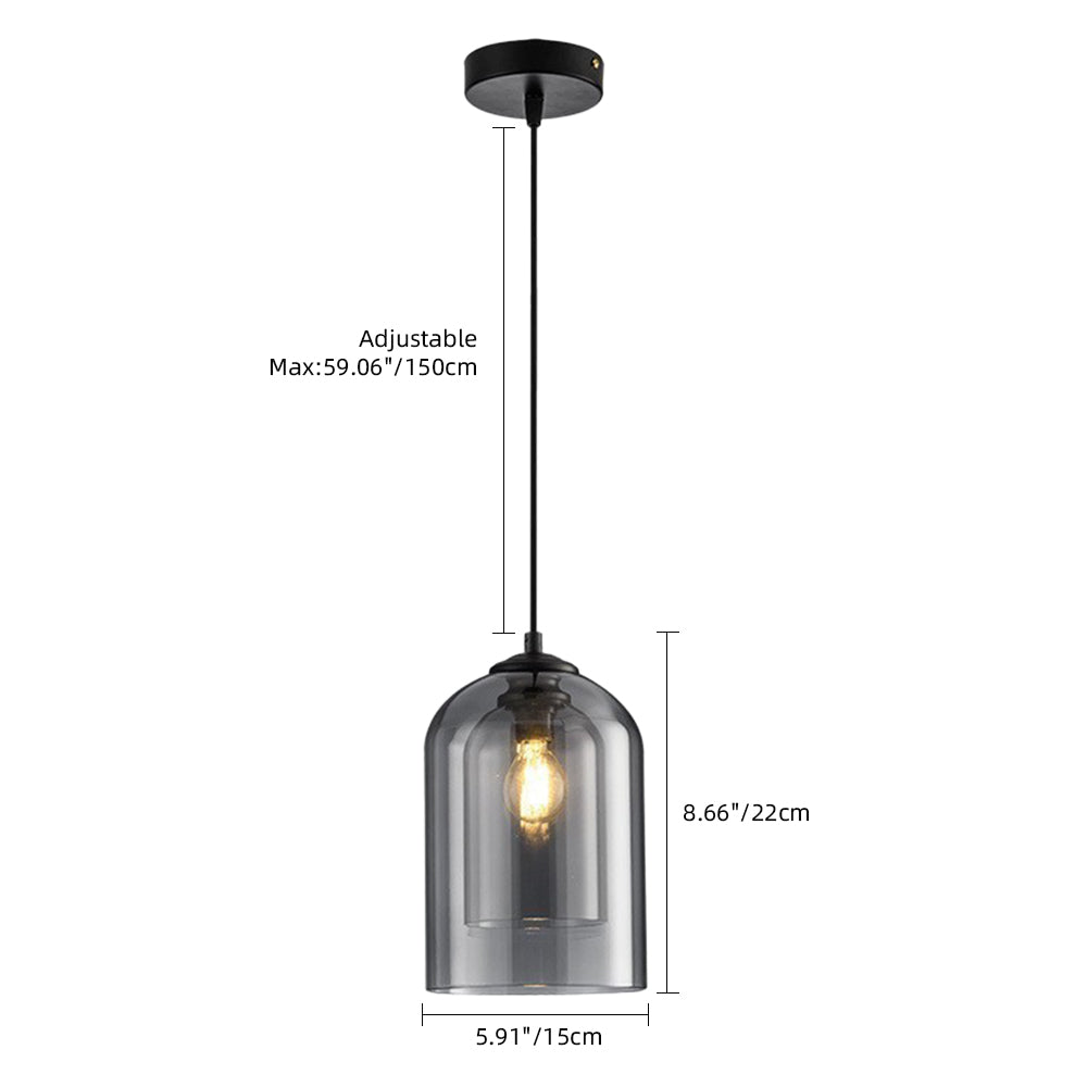 (Q) Black Modern Minimalist Style Cylindrical Lampshade Glass Pendant Light, Suitable For Various Scenarios Such As Kitchens, Islands