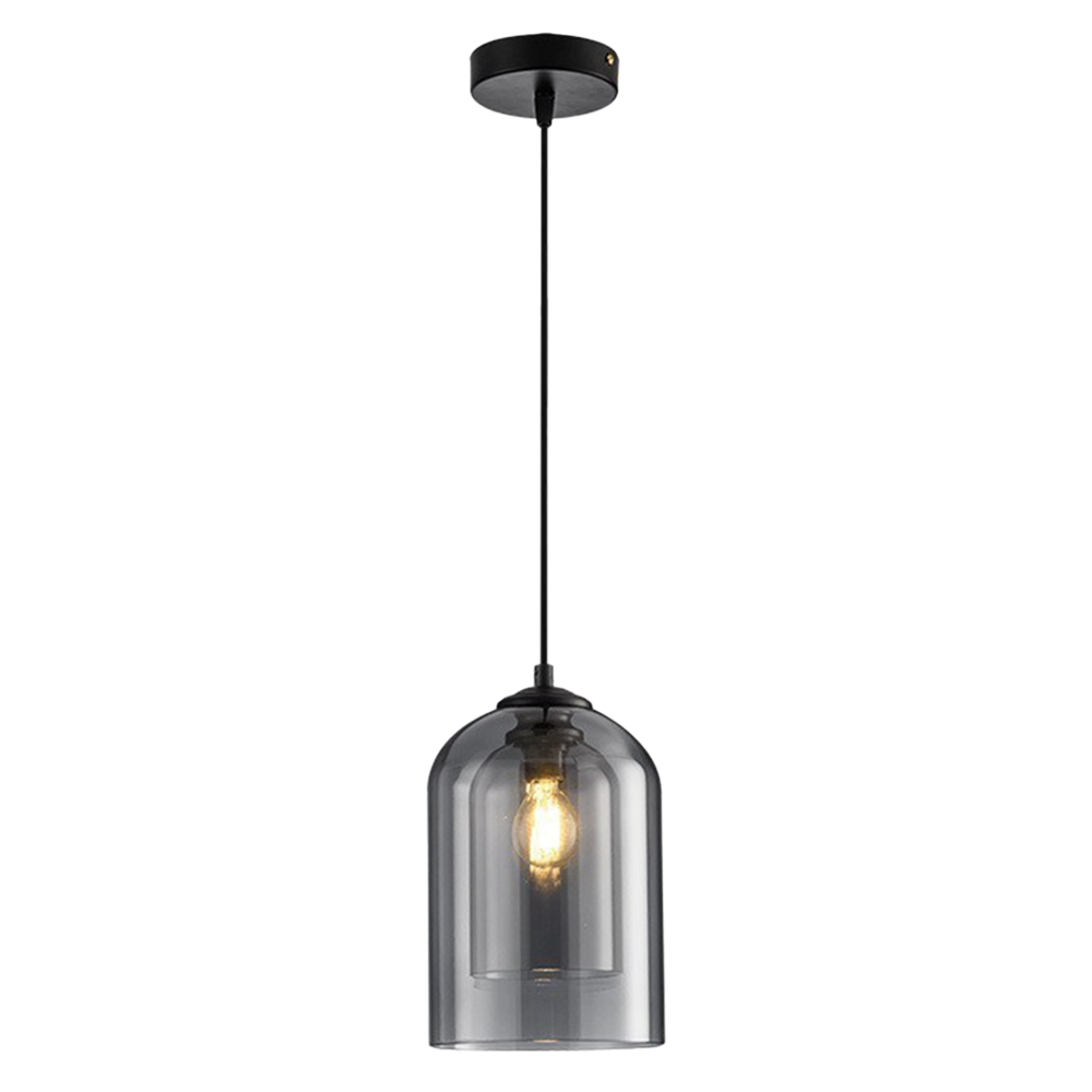 (Q) Black Modern Minimalist Style Cylindrical Lampshade Glass Pendant Light, Suitable For Various Scenarios Such As Kitchens, Islands
