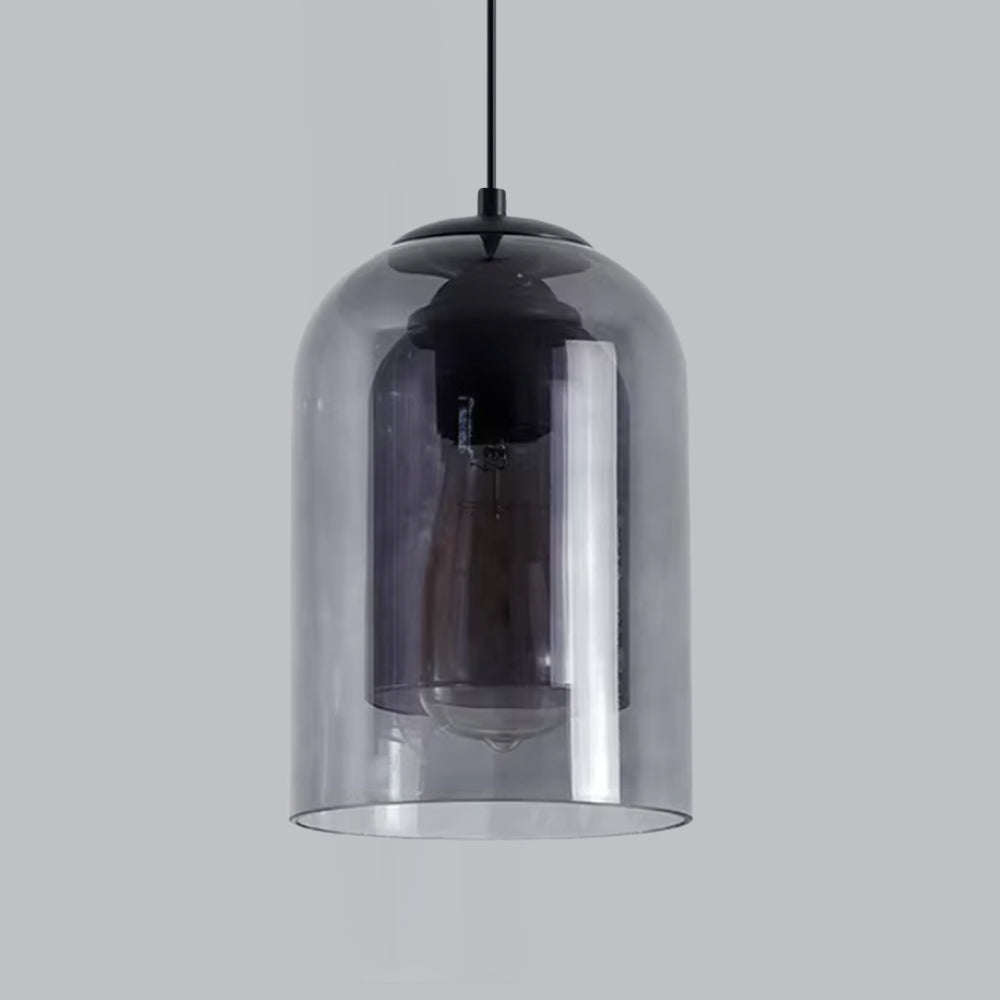 (Q) Black Modern Minimalist Style Cylindrical Lampshade Glass Pendant Light, Suitable For Various Scenarios Such As Kitchens, Islands