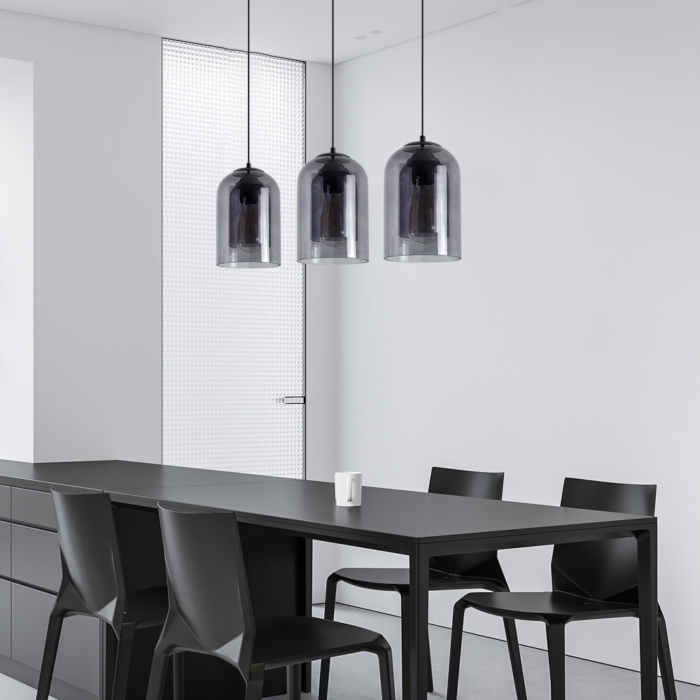 (Q) Black Modern Minimalist Style Cylindrical Lampshade Glass Pendant Light, Suitable For Various Scenarios Such As Kitchens, Islands