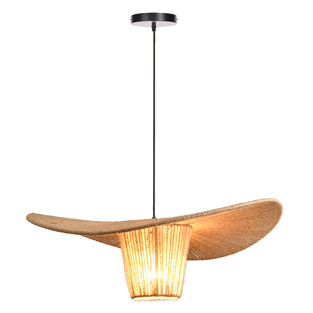 (Q) 23.62 Inch Large Hemp Rope Pendant Light, Bohemian Style Bowl Shaped Lampshade Hemp Rope Pendant Light, Suitable For Living Room And Dining Room