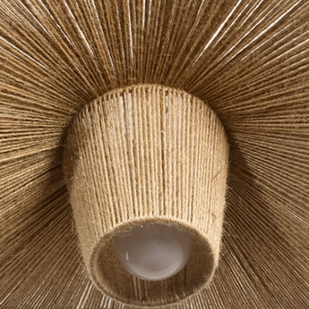 (Q) 23.62 Inch Large Hemp Rope Pendant Light, Bohemian Style Bowl Shaped Lampshade Hemp Rope Pendant Light, Suitable For Living Room And Dining Room