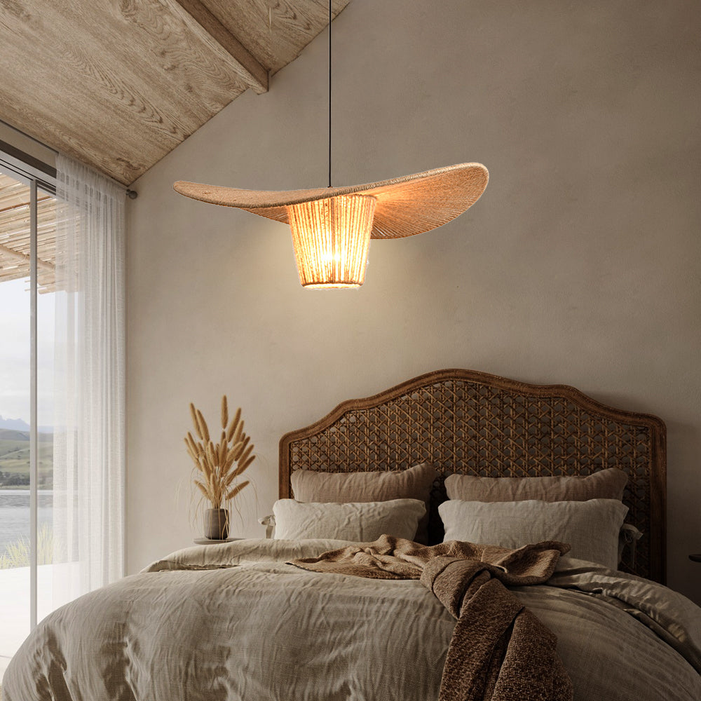 (Q) 23.62 Inch Large Hemp Rope Pendant Light, Bohemian Style Bowl Shaped Lampshade Hemp Rope Pendant Light, Suitable For Living Room And Dining Room