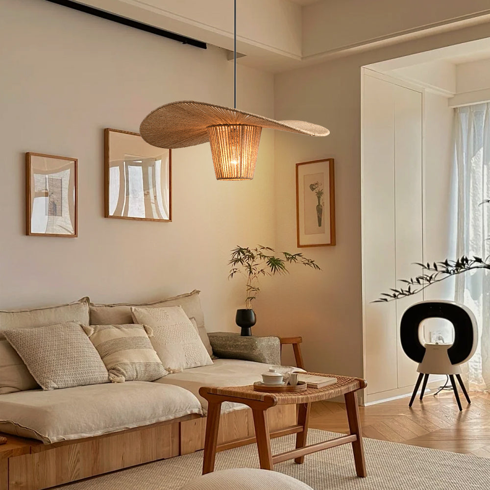 (Q) 23.62 Inch Large Hemp Rope Pendant Light, Bohemian Style Bowl Shaped Lampshade Hemp Rope Pendant Light, Suitable For Living Room And Dining Room