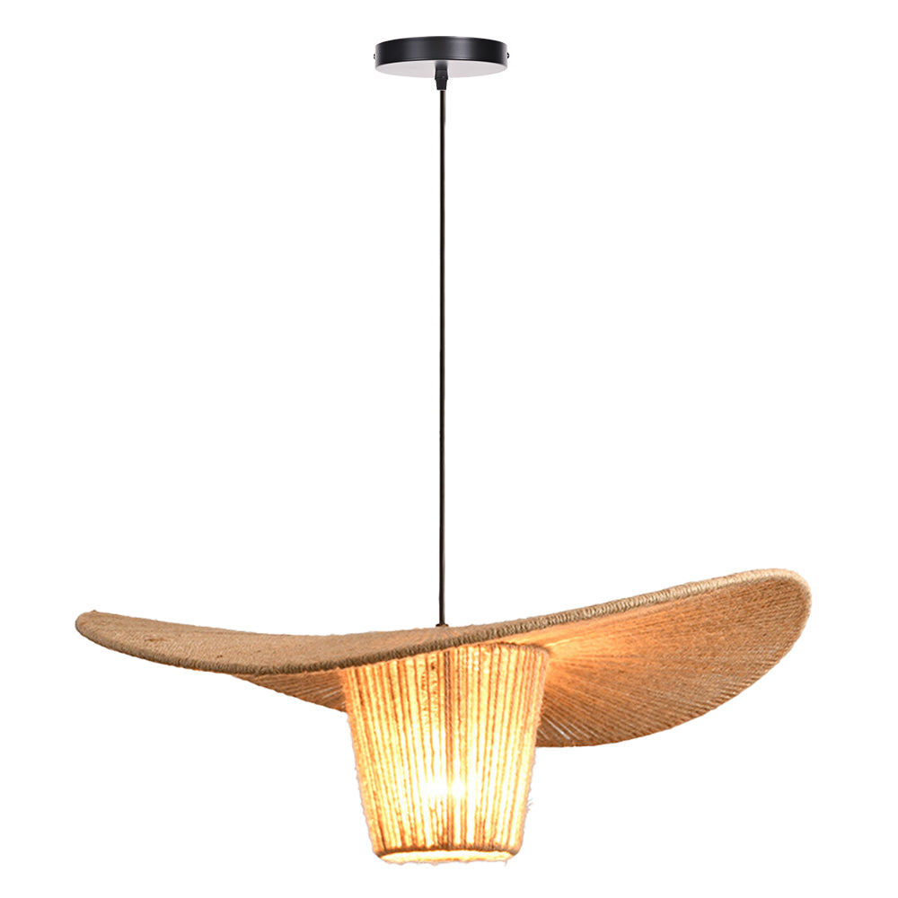 (Q) 23.62 Inch Large Hemp Rope Pendant Light, Bohemian Style Bowl Shaped Lampshade Hemp Rope Pendant Light, Suitable For Living Room And Dining Room