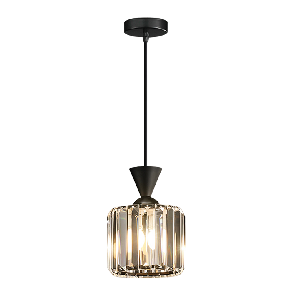 (Q) 5.9-Inch Glass Pendant Light, Modern Luxury Style Cylindrical Lampshade Glass Pendant Light, Suitable for Living Room, Dining Room, Bedroom
