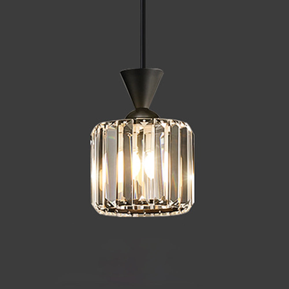 (Q) 5.9-Inch Glass Pendant Light, Modern Luxury Style Cylindrical Lampshade Glass Pendant Light, Suitable for Living Room, Dining Room, Bedroom