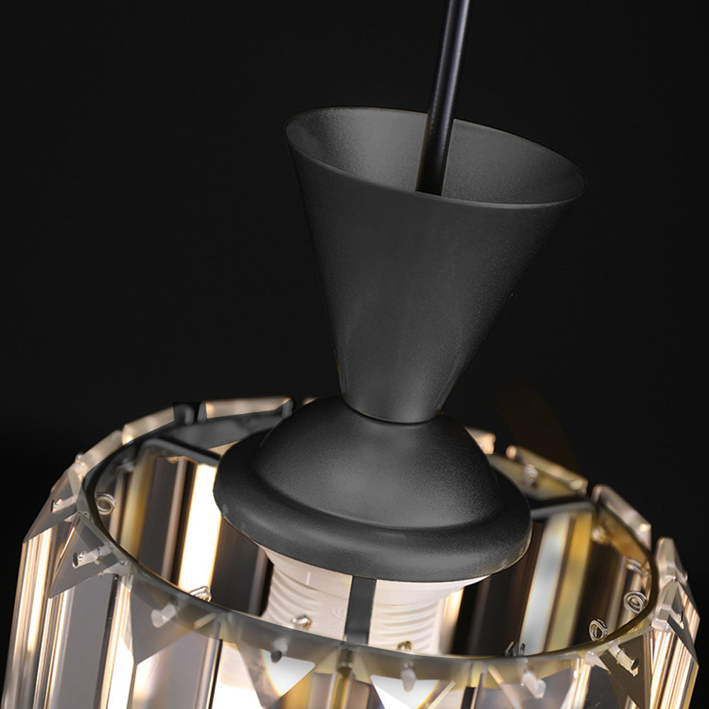 (Q) 5.9-Inch Glass Pendant Light, Modern Luxury Style Cylindrical Lampshade Glass Pendant Light, Suitable for Living Room, Dining Room, Bedroom