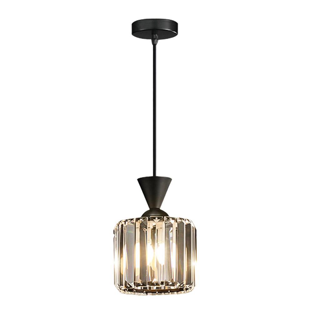 (Q) 5.9-Inch Glass Pendant Light, Modern Luxury Style Cylindrical Lampshade Glass Pendant Light, Suitable for Living Room, Dining Room, Bedroom