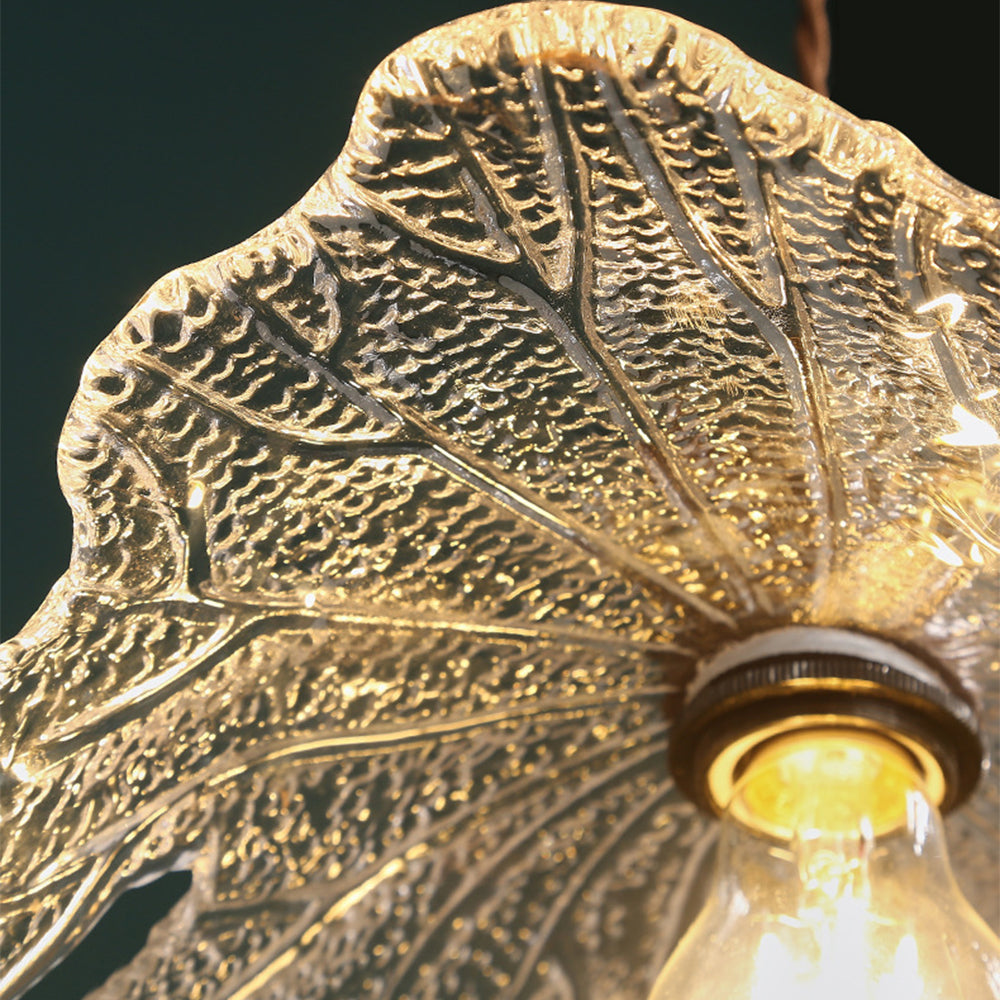 (Q) 10.23-Inch Glass Pendant Light, Retro Style Flower Shaped Lampshade Glass Pendant Light, Suitable for Living Room, Dining Room, Bedroom