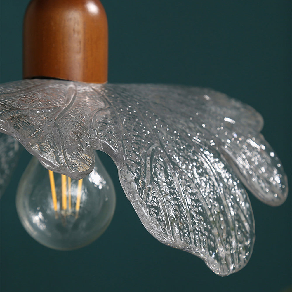 (Q) 10.23-Inch Glass Pendant Light, Retro Style Flower Shaped Lampshade Glass Pendant Light, Suitable for Living Room, Dining Room, Bedroom
