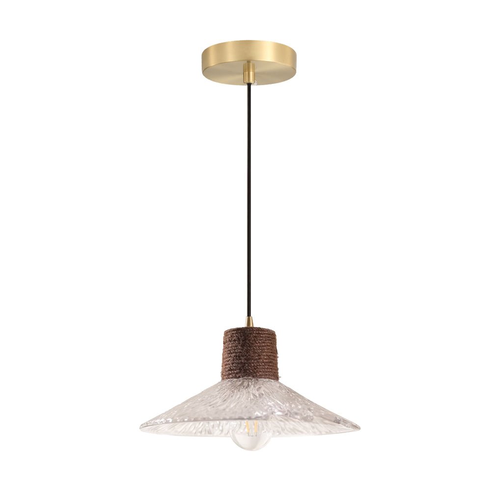 (Q) 11.81 Inch Glass Pendant Light, Modern Minimalist Style Bowl Shaped Lampshade Glass Pendant Light, Suitable for Living Room And Dining Room