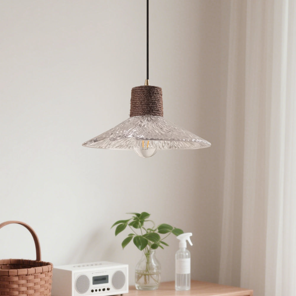 (Q) 11.81 Inch Glass Pendant Light, Modern Minimalist Style Bowl Shaped Lampshade Glass Pendant Light, Suitable for Living Room And Dining Room
