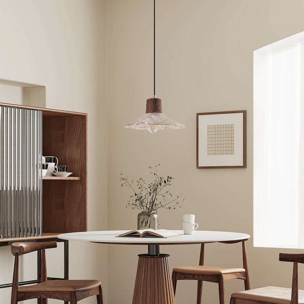 (Q) 11.81 Inch Glass Pendant Light, Modern Minimalist Style Bowl Shaped Lampshade Glass Pendant Light, Suitable for Living Room And Dining Room