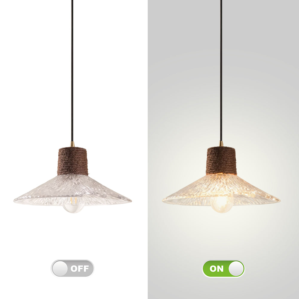 (Q) 11.81 Inch Glass Pendant Light, Modern Minimalist Style Bowl Shaped Lampshade Glass Pendant Light, Suitable for Living Room And Dining Room