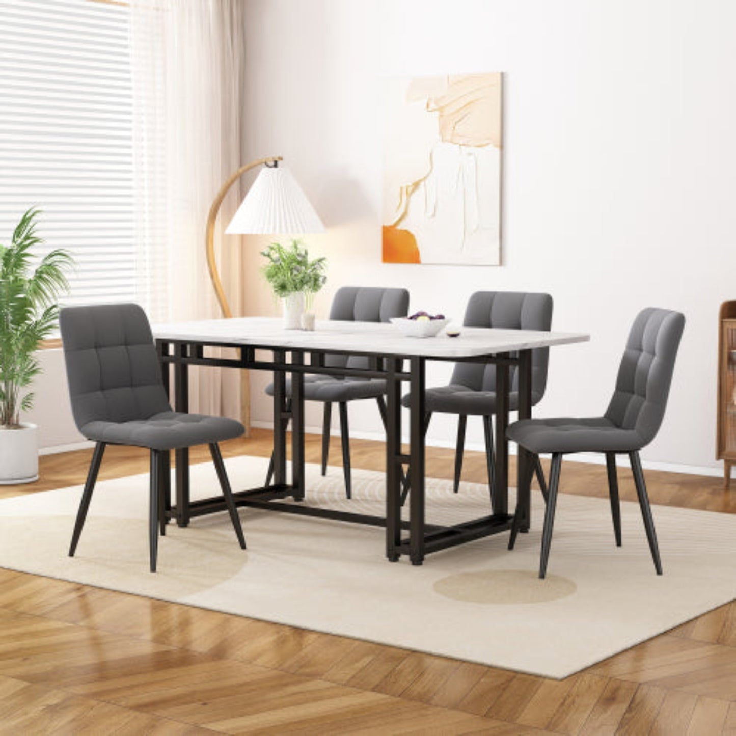(P)Modern Rectangular Metal Base, Perfect for Dining Room or Living Space-120x70cm Sleek Luxury Dining Table