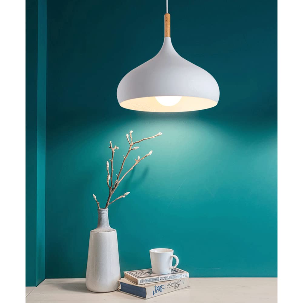 (Y)42cm Macaron Colour Pendant Light European Industrial Pendant Light with Wooden Farmhouse Colour Pendant Light Creative Metal Pendant Light for Foyer Dining Room Kitchen Bedroom
