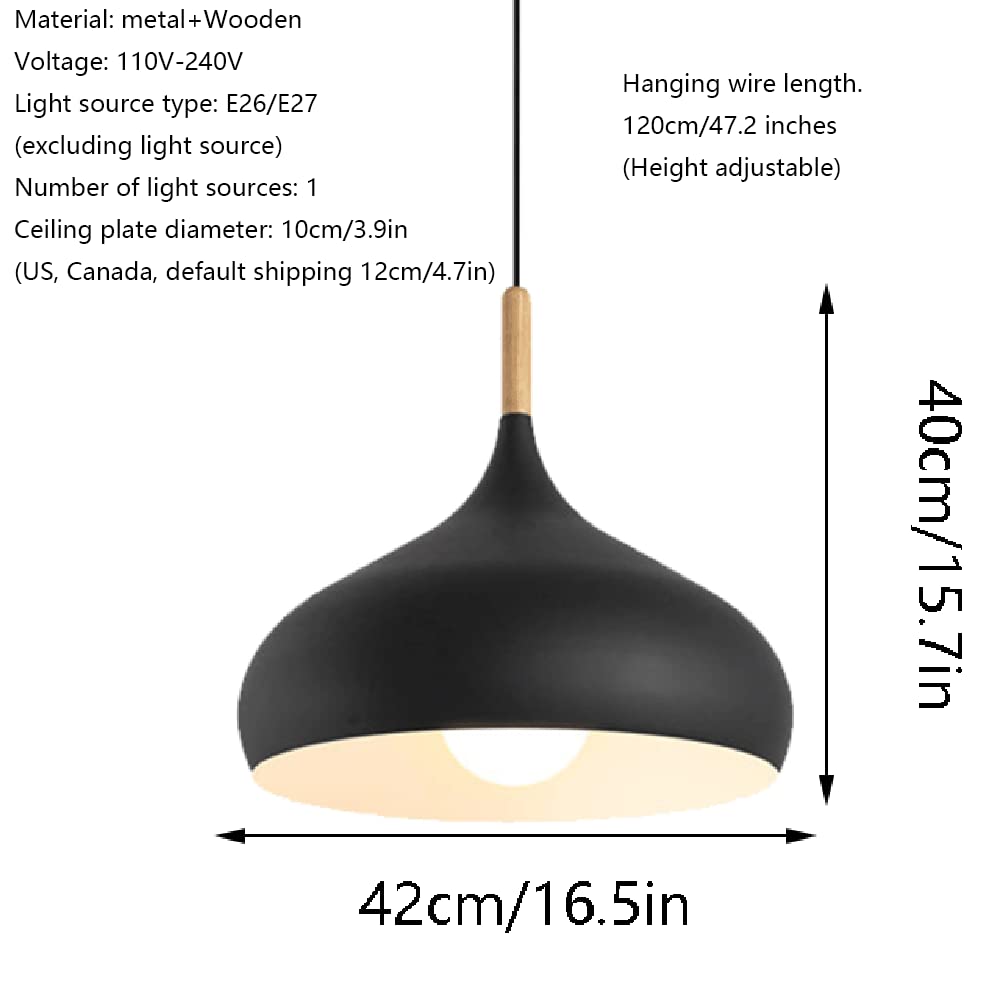 (Y)42cm Macaron Colour Pendant Light European Industrial Pendant Light with Wooden Farmhouse Colour Pendant Light Creative Metal Pendant Light for Foyer Dining Room Kitchen Bedroom