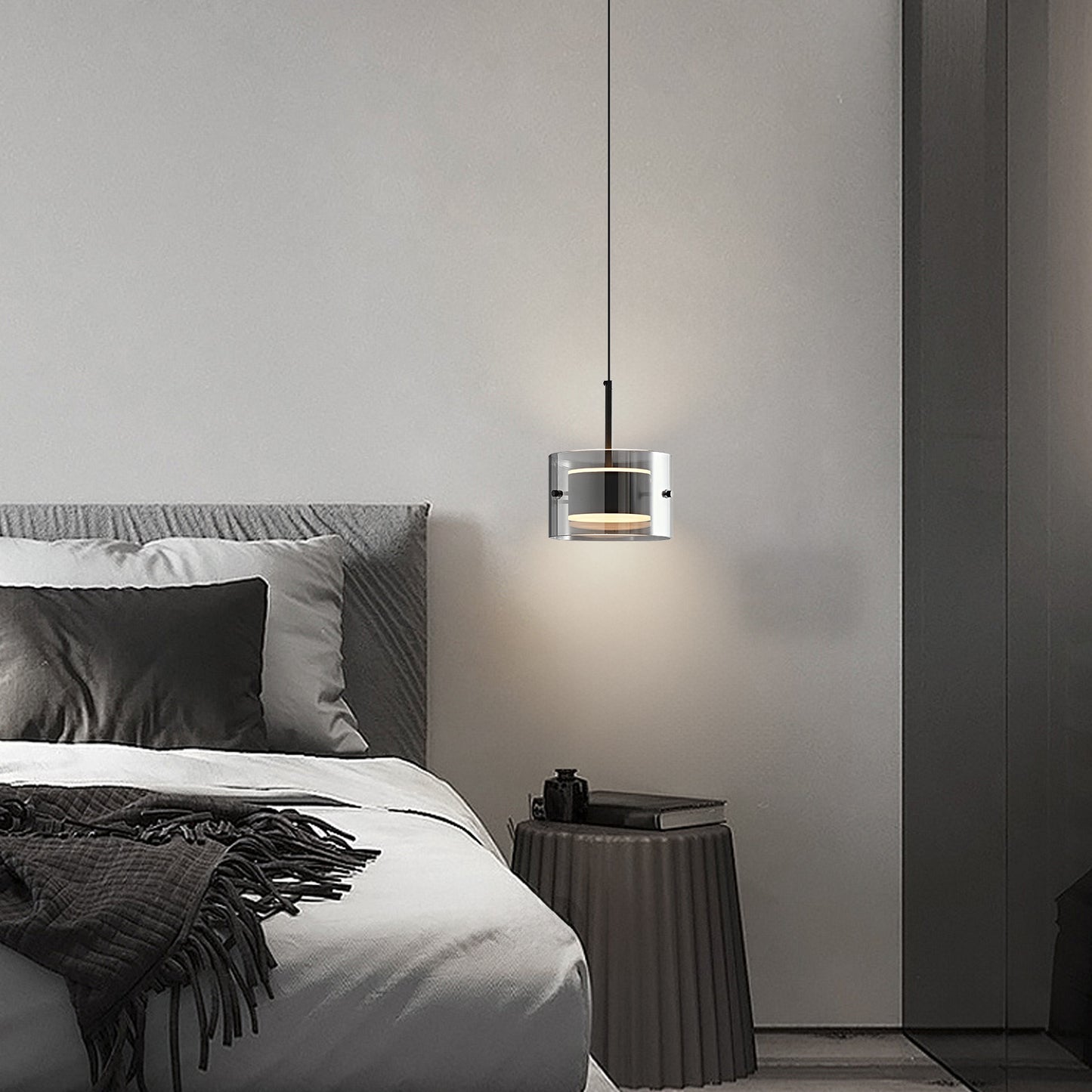 (X)Solid Copper Italian Minimalist Pendant Light - Acrylic & Glass Ceiling Lamp for Bedroom, Dining Room, Entryway Style H