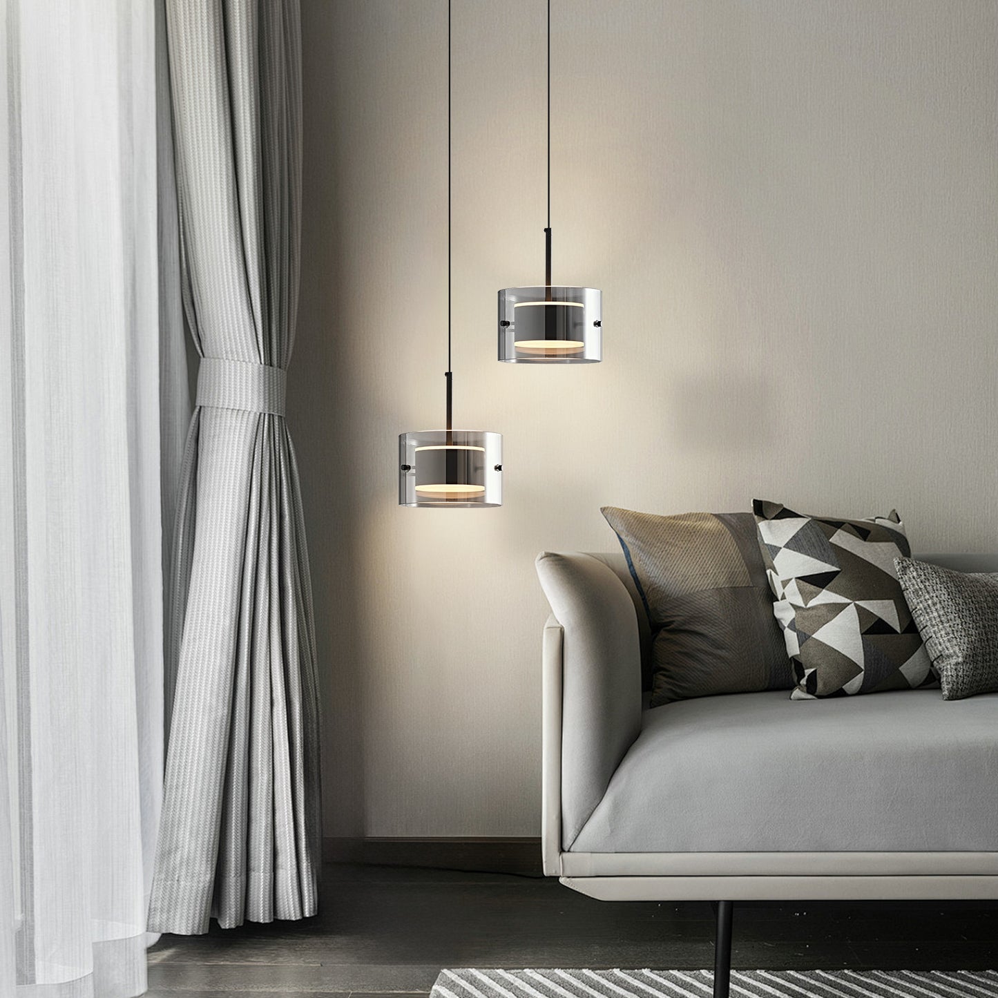 (X)Solid Copper Italian Minimalist Pendant Light - Acrylic & Glass Ceiling Lamp for Bedroom, Dining Room, Entryway Style H